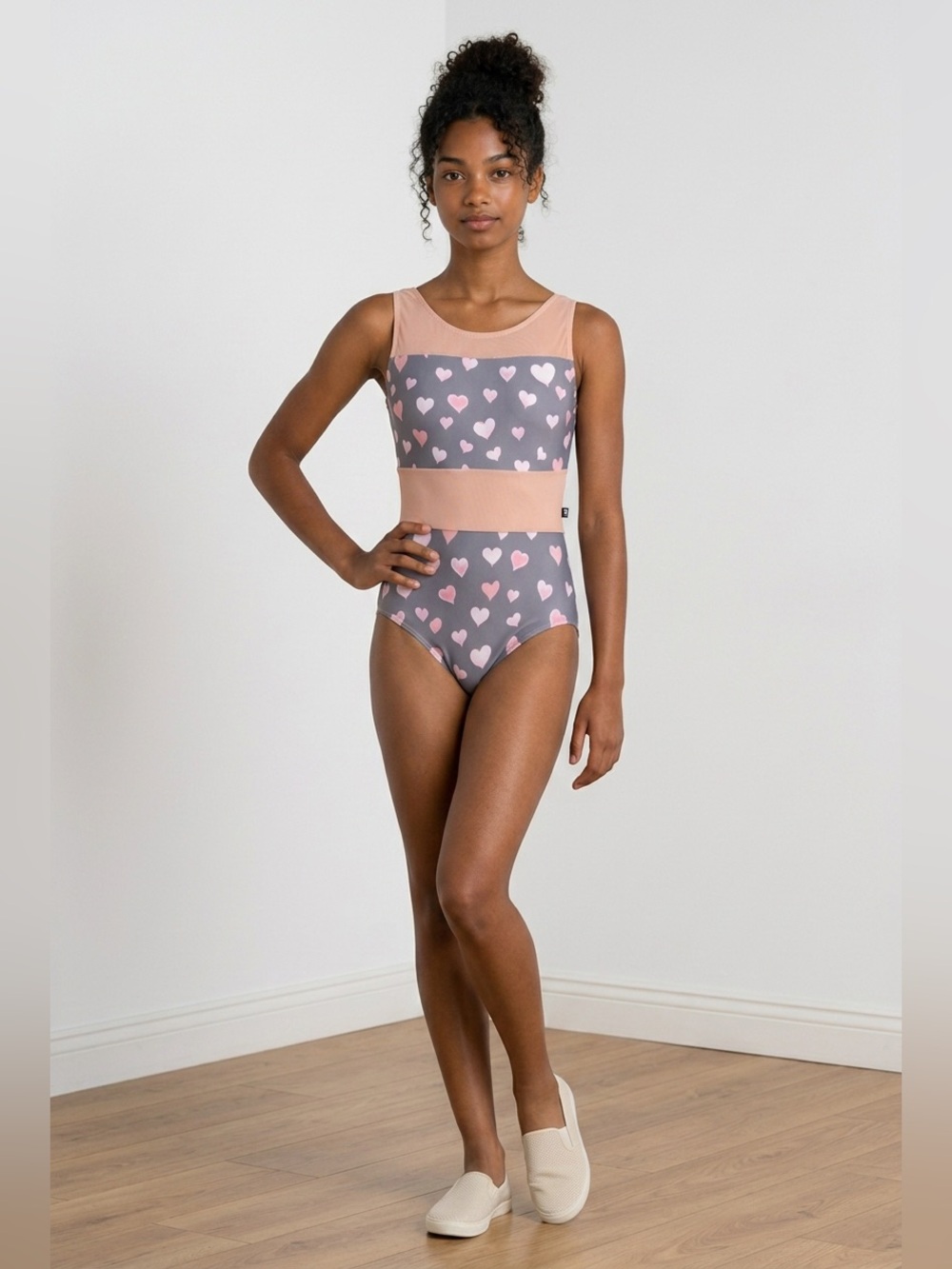 🍀 Luckyleo Valentine’s Day Edition Sheer Panel Heart-Print Ballet Leotard Size M